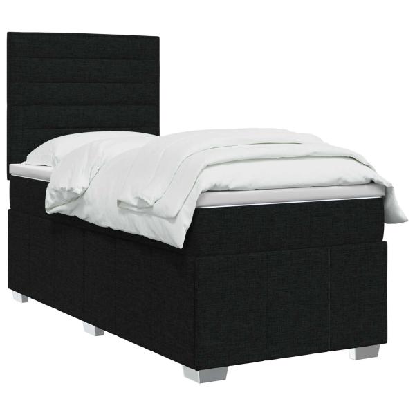 LED Boxspringbett mit Matratze Schwarz 80 x 200 cm Stoff