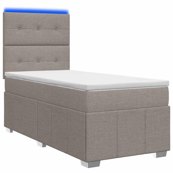 LED Boxspringbett mit Matratze Taupe 90 x 200 cm Stoff