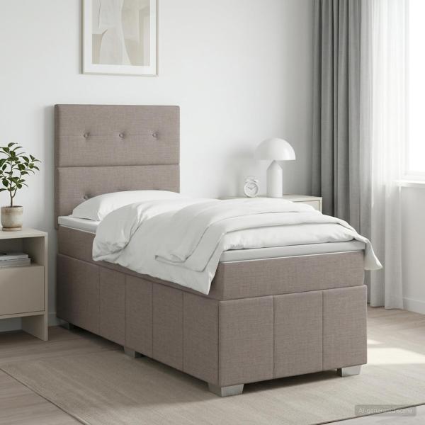 LED Boxspringbett mit Matratze Taupe 90 x 200 cm Stoff