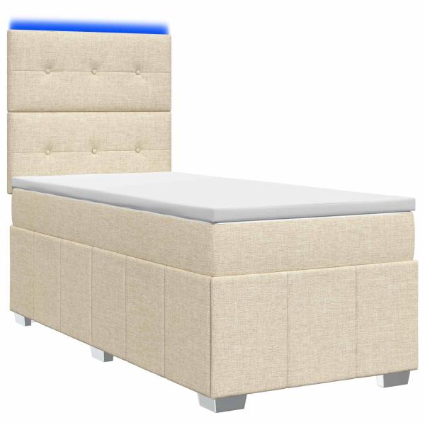 LED Boxspringbett mit Matratze Creme 90 x 200 cm Stoff