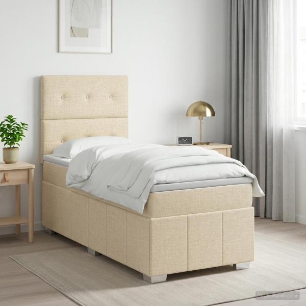 LED Boxspringbett mit Matratze Creme 90 x 200 cm Stoff