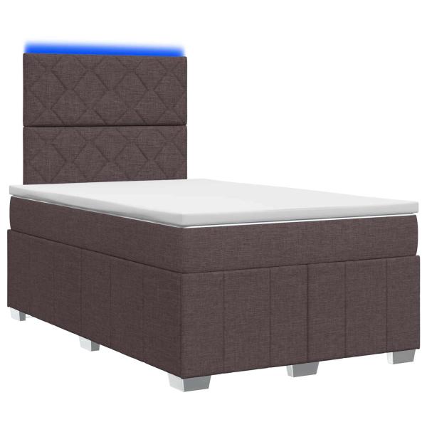LED Boxspringbett mit Matratze Dunkelbraun 120 x 190 cm Stoff