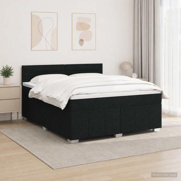 ARDEBO.de - LED Boxspringbett mit Matratze Schwarz 180 x 200 cm Stoff