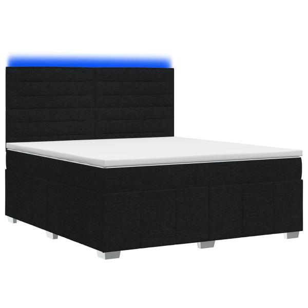 LED Boxspringbett mit Matratze Schwarz 180 x 200 cm Stoff