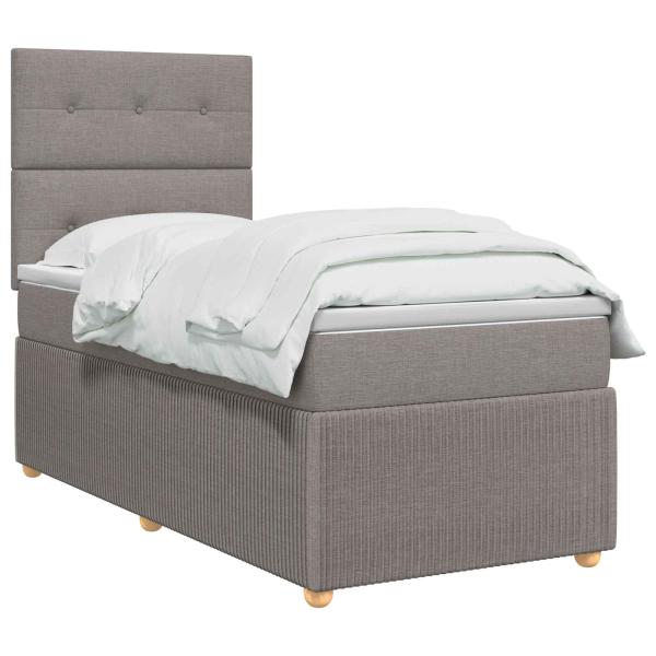 LED Boxspringbett mit Matratze Taupe 80 x 200 cm Stoff