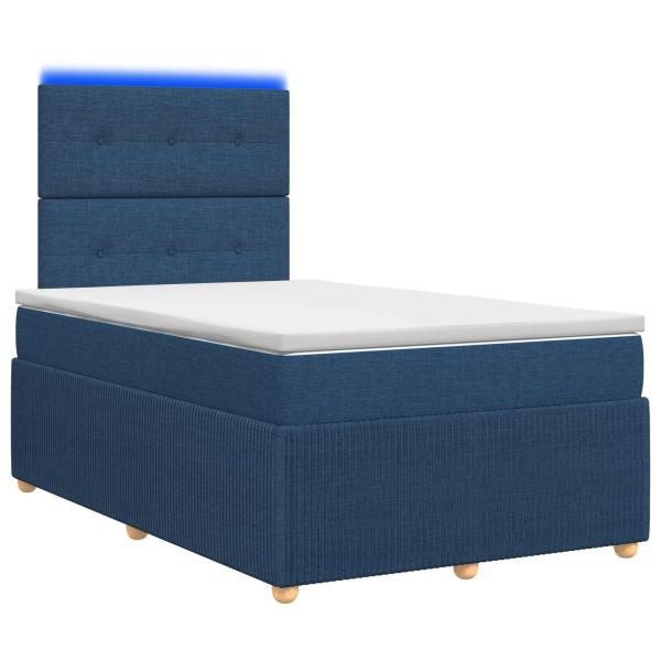 LED Boxspringbett mit Matratze Blau 120 x 190 cm Stoff