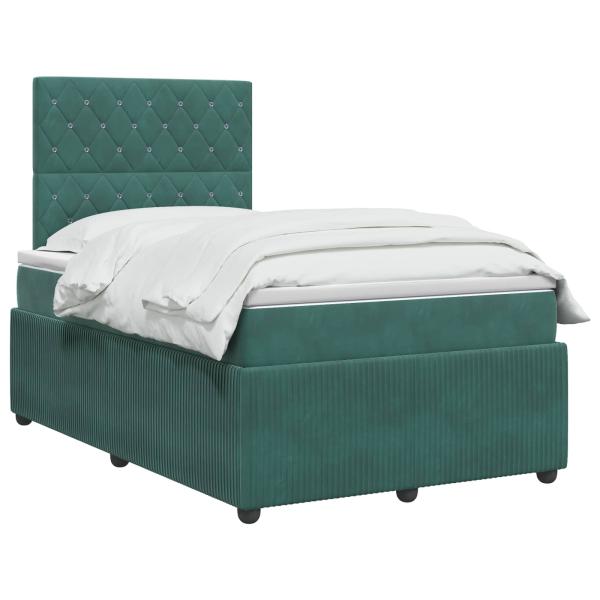 LED Boxspringbett mit Matratze Dunkelgrün 120 x 190 cm Samt