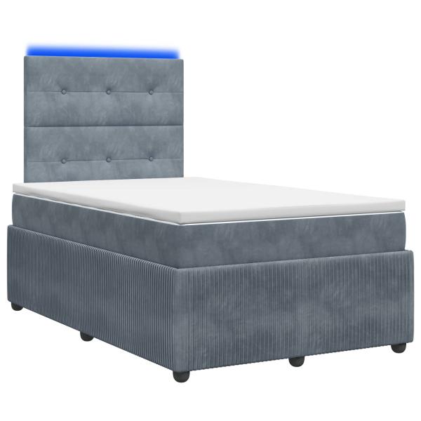 LED Boxspringbett mit Matratze Dunkelgrau 120 x 190 cm Samt