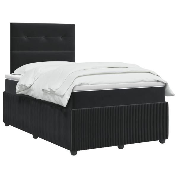 LED Boxspringbett mit Matratze Schwarz 120 x 190 cm Samt