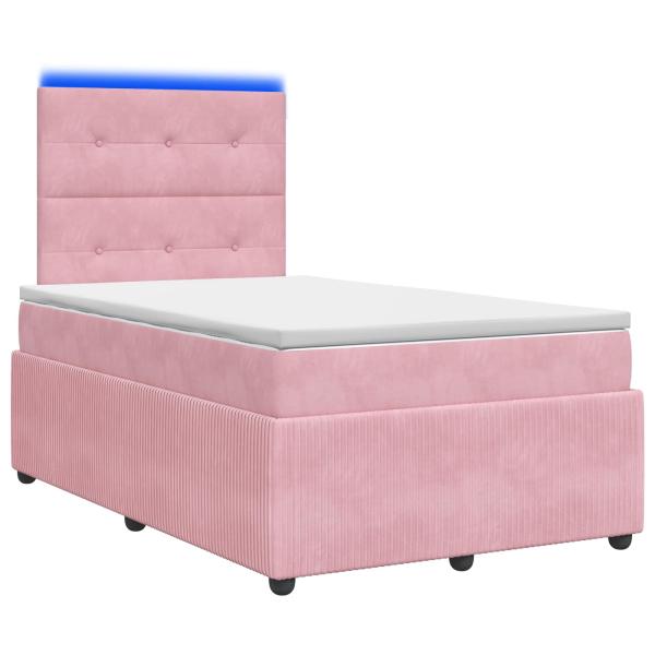 LED Boxspringbett mit Matratze Rosa 120 x 190 cm Samt