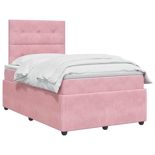 LED Boxspringbett mit Matratze Rosa 120 x 190 cm Samt