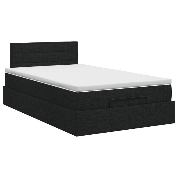 Ottoman Bett mit Matratze Schwarz 120 x 190 cm Stoff
