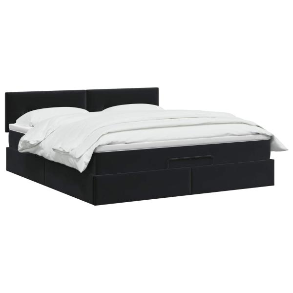 Ottoman Bett mit Matratze Schwarz 140 x 190 cm Samt