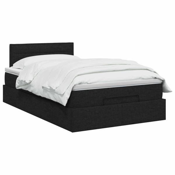 Ottoman-Bett mit Matratze und LED Schwarz 120 x 200 cm Stoff