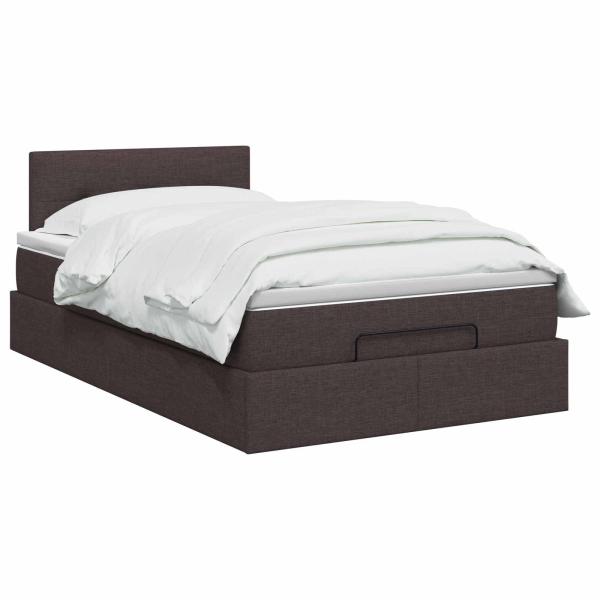 Ottoman-Bett mit Matratze und LED Dunkelbraun 120 x 190 cm
