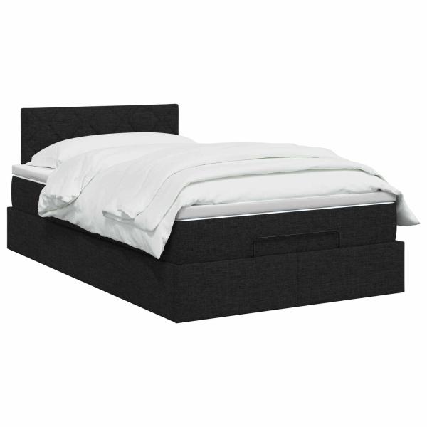 Ottoman-Bett mit Matratze und LED Schwarz 120 x 200 cm Stoff