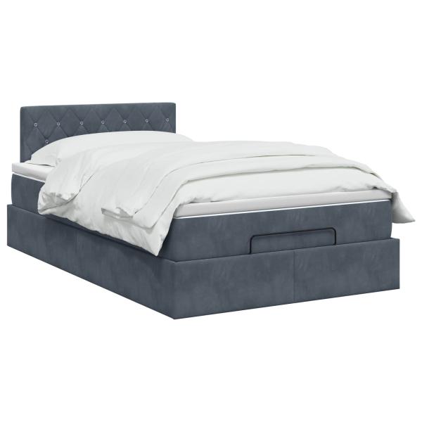 Ottoman-Bett mit Matratze und LED Dunkelgrau 120 x 200 cm Samt