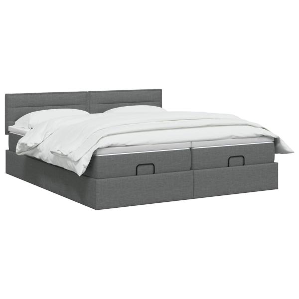 Ottoman-Bett mit Matratze und LED Dunkelgrau 200 x 200 cm Stoff