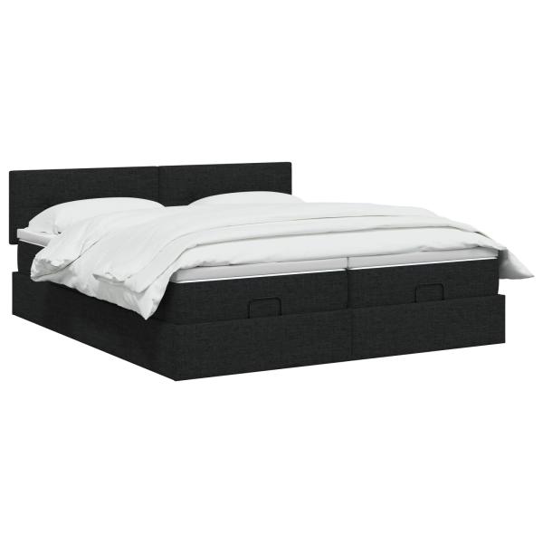 Ottoman-Bett mit Matratze und LED Schwarz 160 x 200 cm Stoff