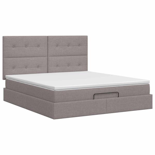 Ottoman Bett mit Matratze mit Kopfteil Taupe 140 x 200 cm Stoff