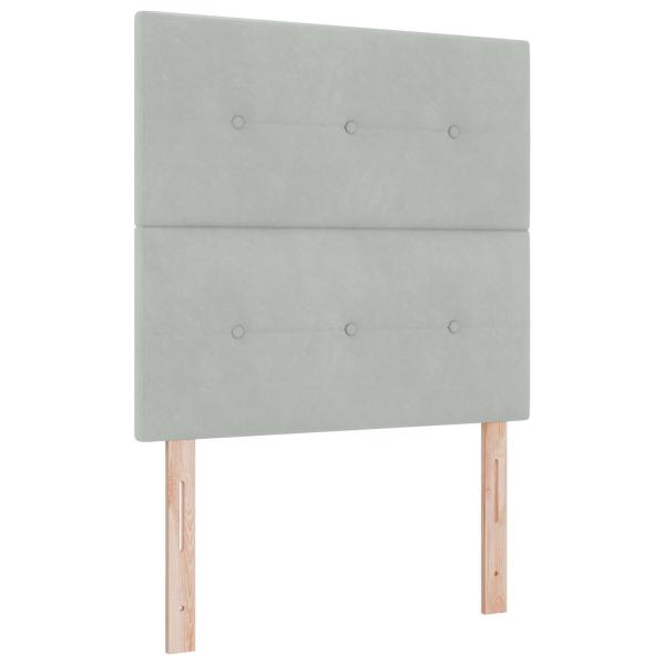 Ottoman Bett mit Matratze Hellgrau 100 x 200 cm Samt