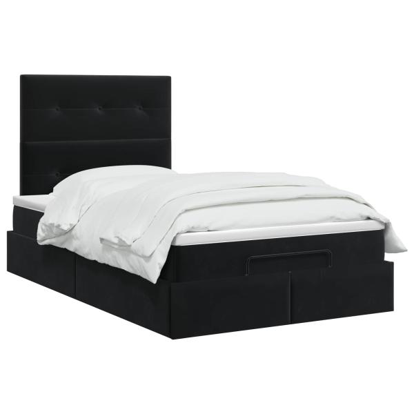Ottoman Bett mit Matratze Schwarz 120 x 200 cm Samt