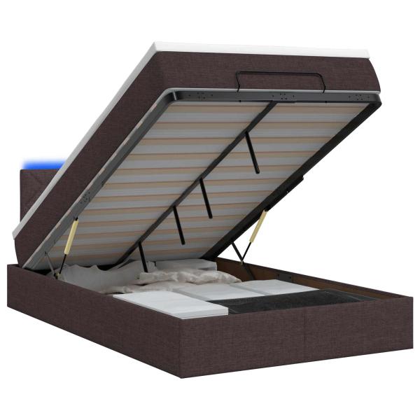Ottoman-Bett mit Matratze und LED Dunkelbraun 120 x 190 cm