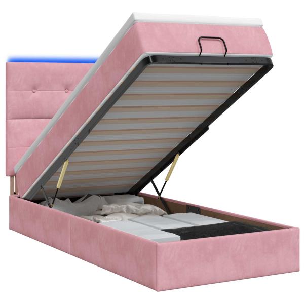 Ottoman-Bett mit Matratze und LED Rosa 80 x 200 cm Samt