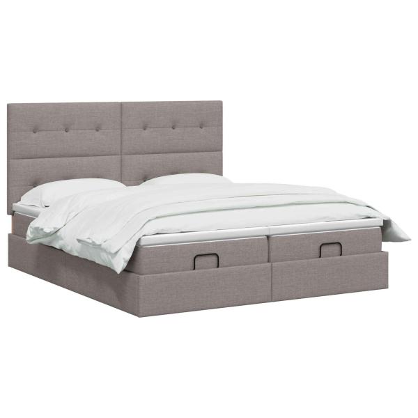 Ottoman-Bett mit Matratze und LED Taupe 180 x 200 cm Stoff