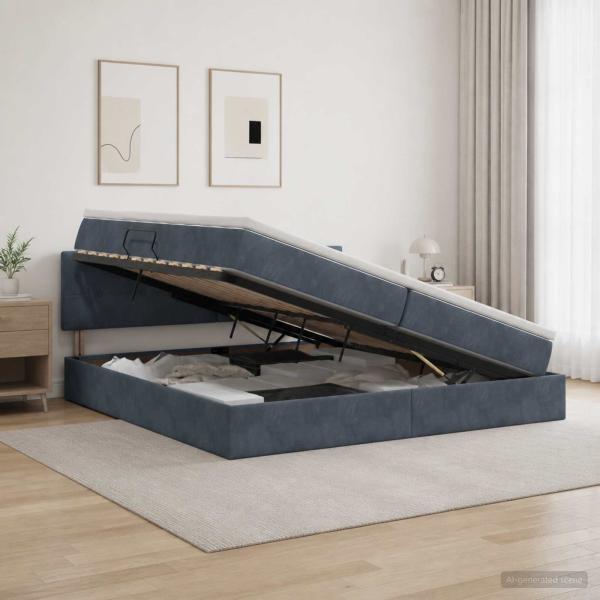 LED-Speicherbett mit Matratze Dunkelgrau 200 x 200 cm Samt