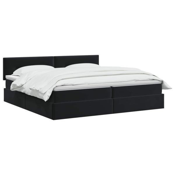 LED-Speicherbett mit Matratze Schwarz 200 x 200 cm Samt