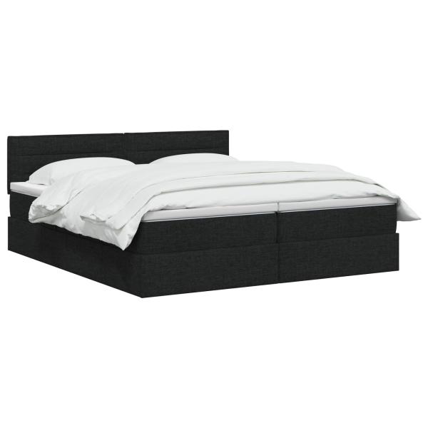 LED-Speicherbett mit Matratze Schwarz 180 x 200 cm Stoff