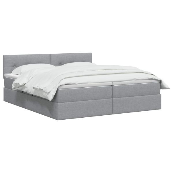 LED-Speicherbett mit Matratze Hellgrau 180 x 200 cm Stoff