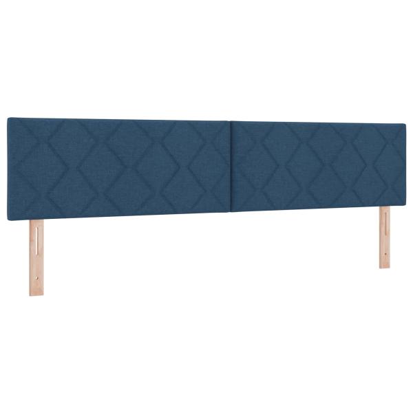 LED-Speicherbett mit Matratze Blau 200 x 200 cm Stoff