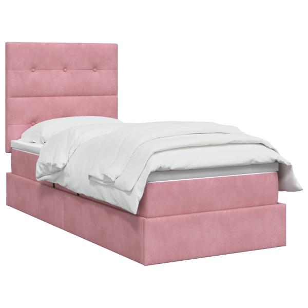 Aufbewahrungsbett mit Matratze Rosa 100 x 200 cm Samt