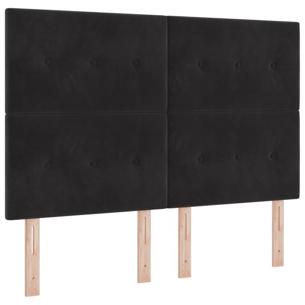 Aufbewahrungsbett mit Matratze Schwarz 180 x 200 cm Samt