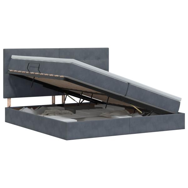 Aufbewahrungsbett mit Matratze Dunkelgrau 200 x 200 cm Samt