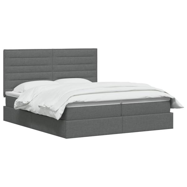 Aufbewahrungsbett mit Kopfteil Dunkelgrau 200 x 200 cm Stoff