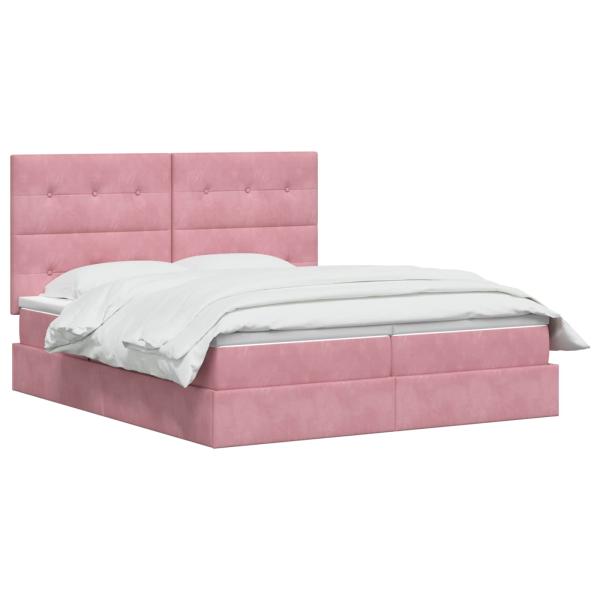 Aufbewahrungsbett mit Kopfteil Rosa 180 x 200 cm Samt