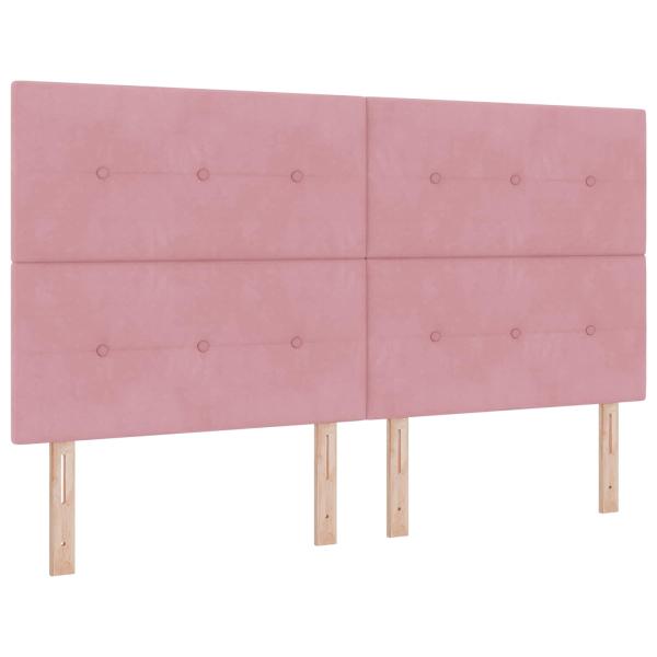 Aufbewahrungsbett mit Kopfteil Rosa 180 x 200 cm Samt