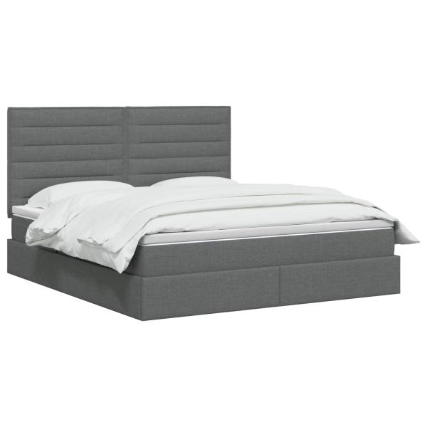 LED-Speicherbett mit Matratze Dunkelgrau 160 x 200 cm Stoff