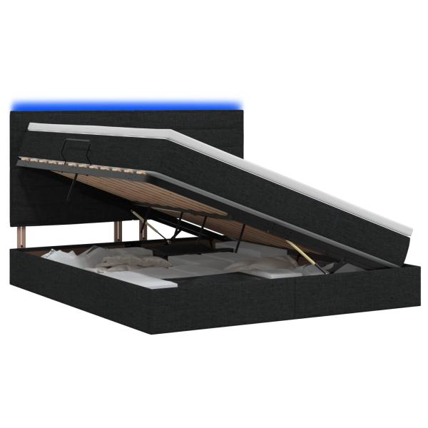 LED-Speicherbett mit Matratze Schwarz 180 x 200 cm Stoff