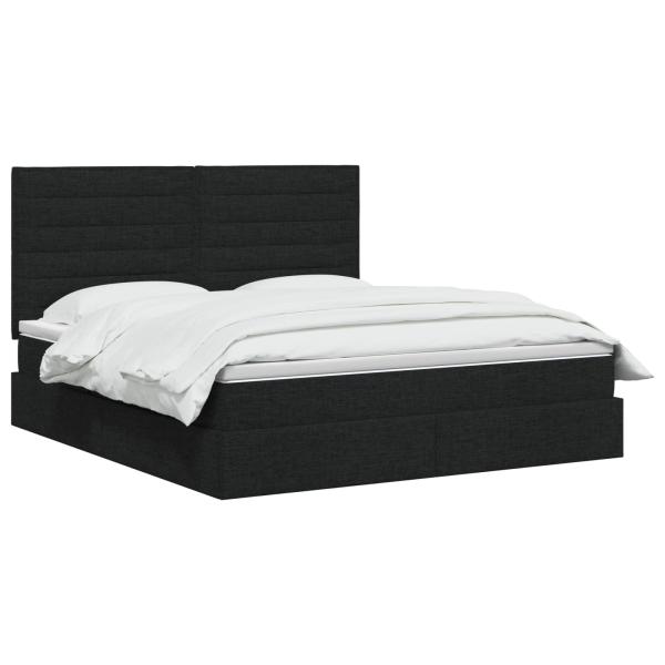 LED-Speicherbett mit Matratze Schwarz 180 x 200 cm Stoff