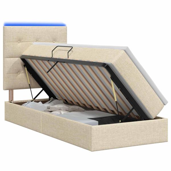 LED-Speicherbett mit Matratze Creme 90 x 190 cm Stoff