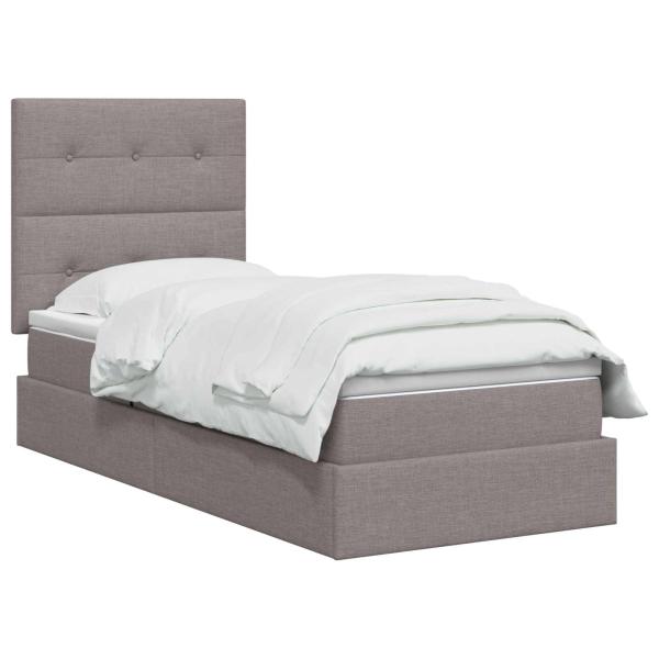 LED-Speicherbett mit Matratze Taupe 90 x 200 cm Stoff