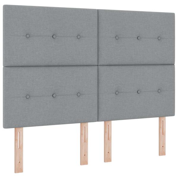 LED-Speicherbett mit Matratze Hellgrau 140 x 190 cm Stoff