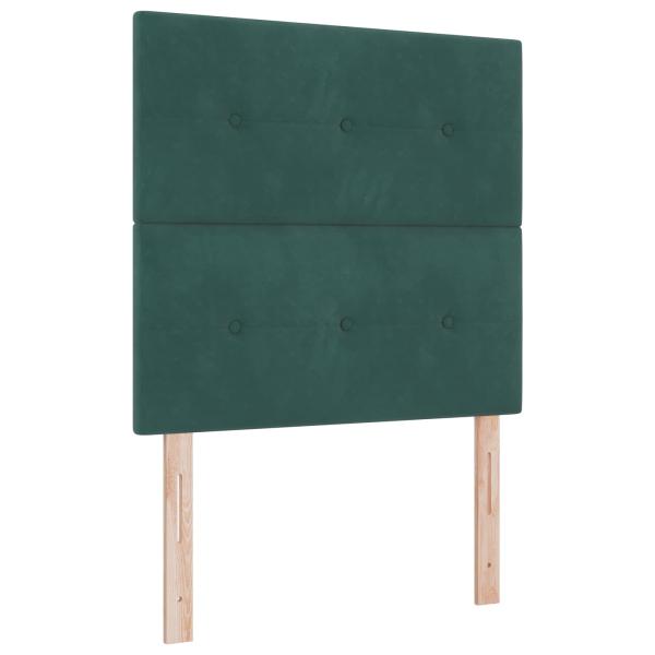 LED-Speicherbett mit Matratze Dunkelgrün 90 x 190 cm Samt