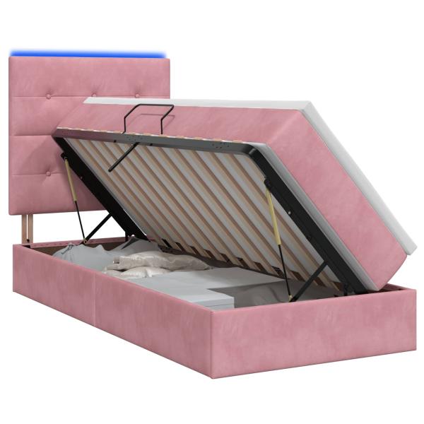 LED-Speicherbett mit Matratze Rosa 100 x 200 cm Samt