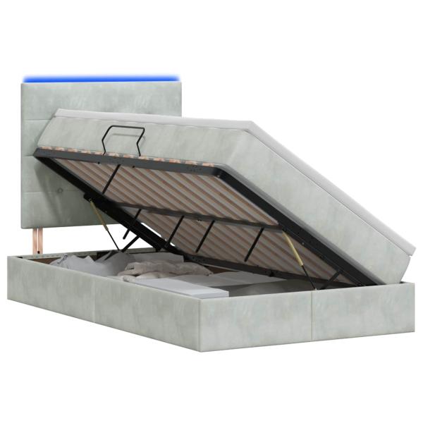 LED-Speicherbett mit Matratze Hellgrau 120 x 200 cm Samt