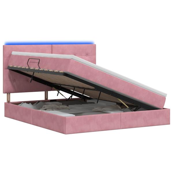 LED-Speicherbett mit Matratze Rosa 180 x 200 cm Samt